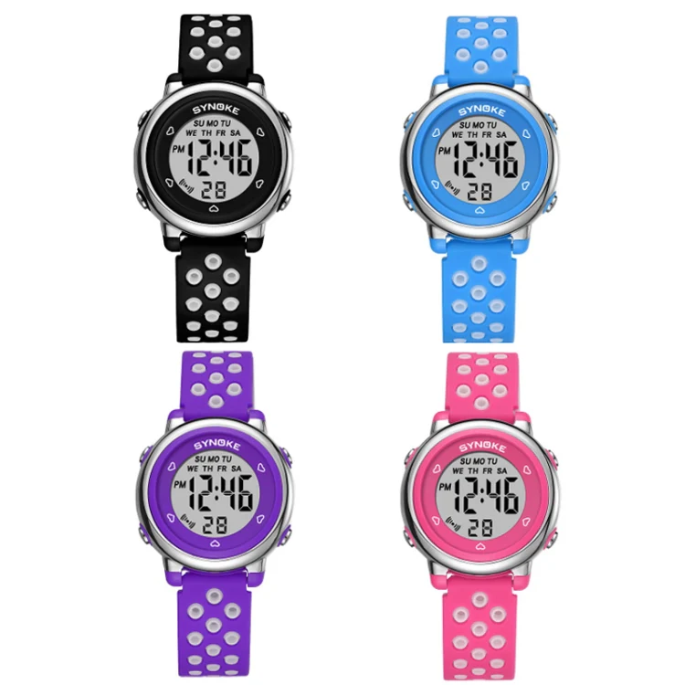 SYNOKE 9112 Waterproof Alarm Luminous Large Screen Colorful Children Digital Watch(Tow-color Black) - Image 2
