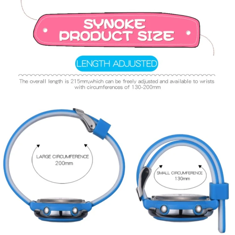 SYNOKE 9112 Waterproof Alarm Luminous Large Screen Colorful Children Digital Watch(Two-color Blue) - Image 3