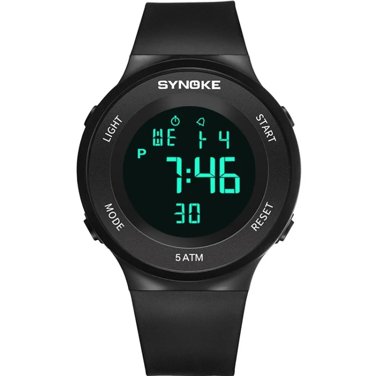 SYNOKE 9199 Student Waterproof Luminous LED Electronic Watch(Black)