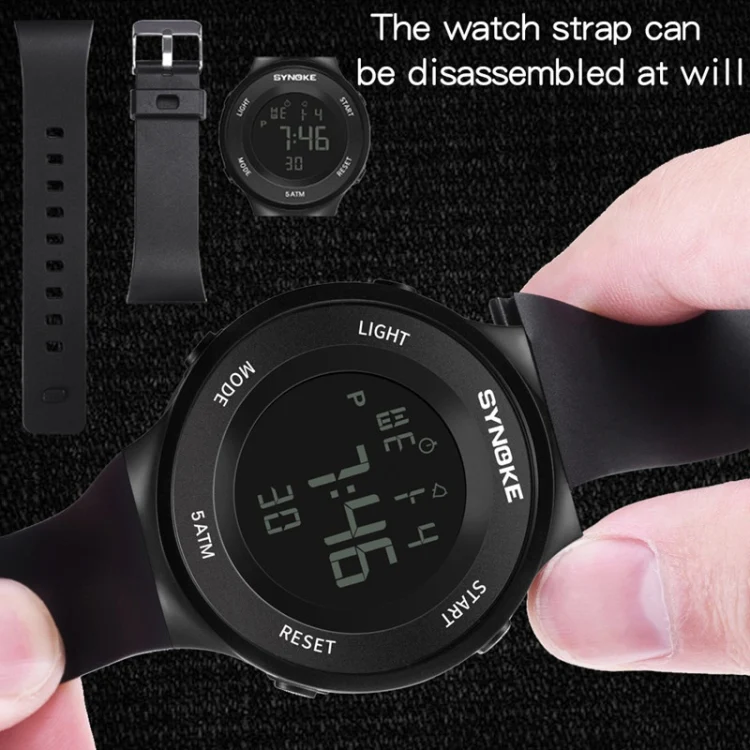SYNOKE 9199 Student Waterproof Luminous LED Electronic Watch(Black White) - Image 5