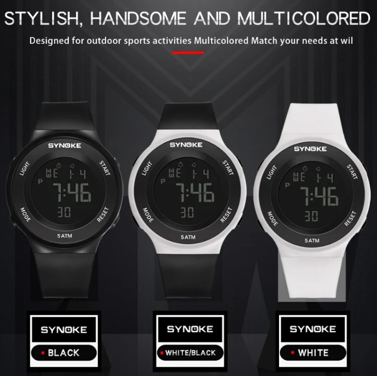 SYNOKE 9199 Student Waterproof Luminous LED Electronic Watch(White) - Image 2
