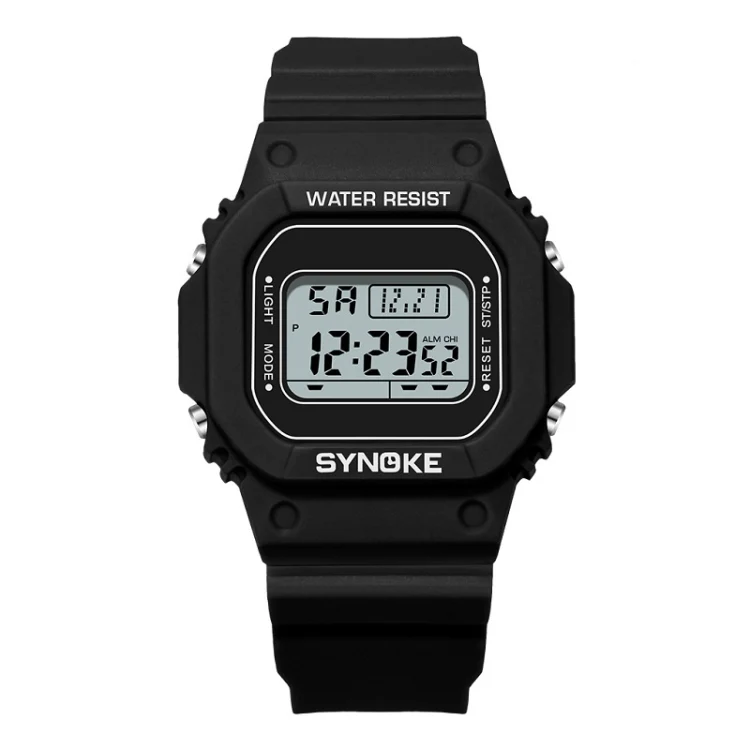 SYNOKE 9620 Couple Sports Plastic Strap Electronic Watch(Cool Black)