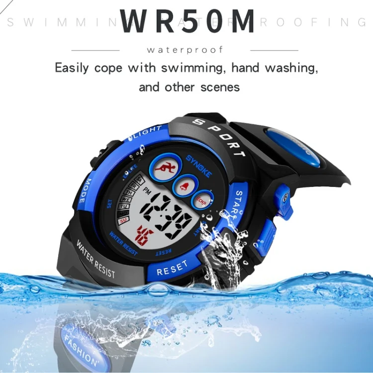 SYNOKE 9802 Children Sports Waterproof Digital Watch(Blue White) - Image 4