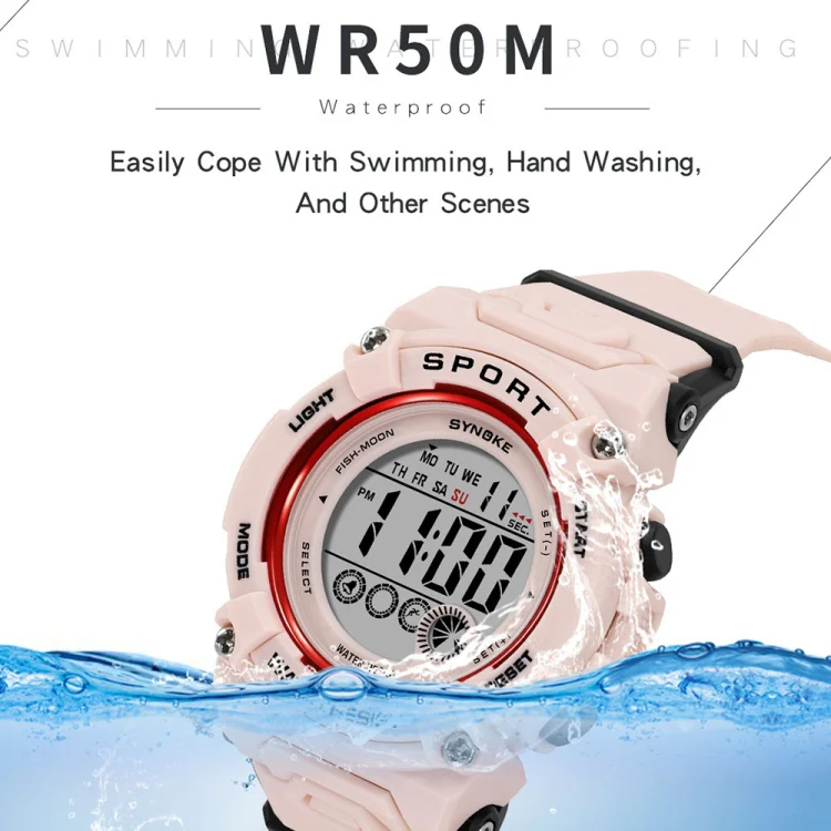 SYNOKE 9810 Multifunctional Luminous Waterproof Student Sports Watch(Smog Blue) - Image 6