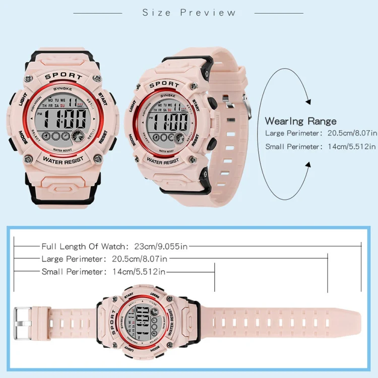 SYNOKE 9810 Multifunctional Luminous Waterproof Student Sports Watch(White) - Image 3