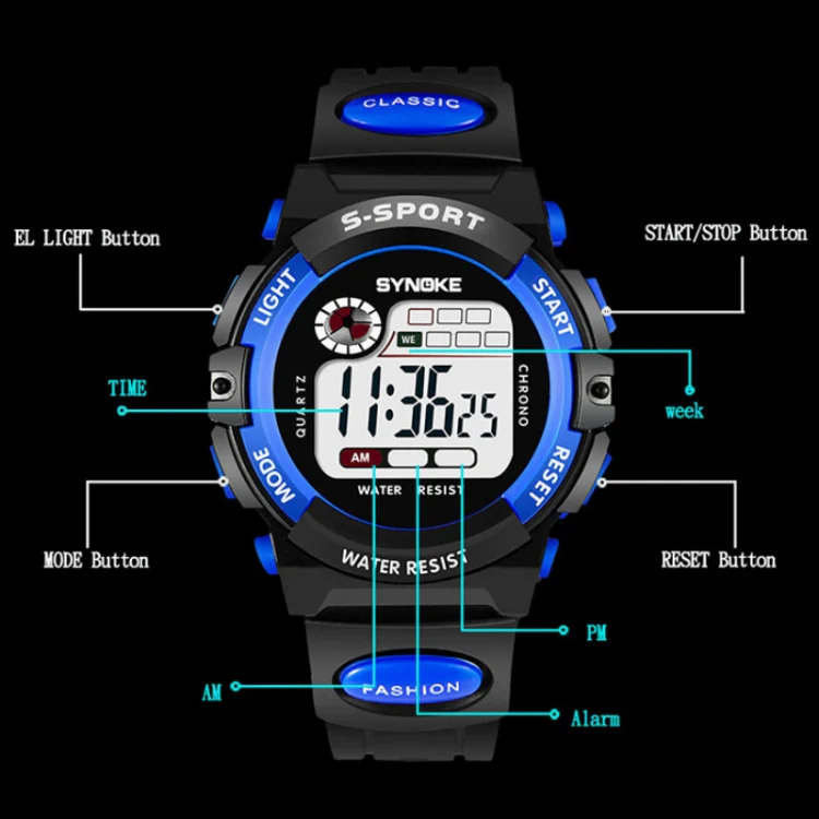 SYNOKE 99269 Children Sports Waterproof Digital Watch, Colour: Small (Yellow) - Image 6