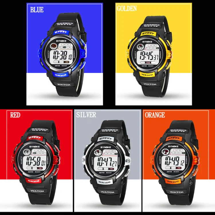 SYNOKE 99569 Children LCD Luminous Waterproof Electronic Sports Watch(Black Blue) - Image 2