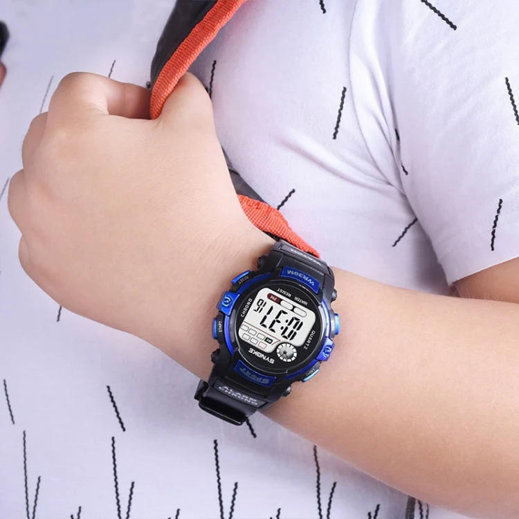 SYNOKE 99569 Children LCD Luminous Waterproof Electronic Sports Watch(Black Blue) - Image 6