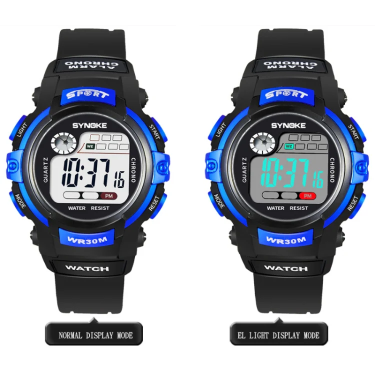 SYNOKE 99569 Children LCD Luminous Waterproof Electronic Sports Watch(Black Gold) - Image 3