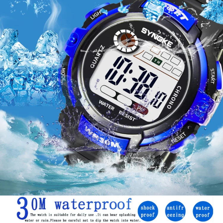 SYNOKE 99569 Children LCD Luminous Waterproof Electronic Sports Watch(Black Gold) - Image 5