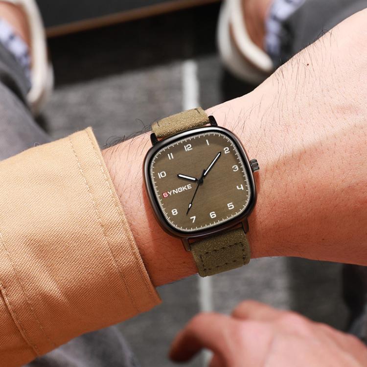 SYNOKE Men Quartz Watch Sport Retro Simple Leather Strap Quartz Watch Teenage Student Wristwatch(Black White) - Image 2