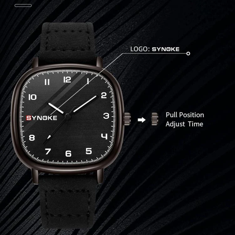 SYNOKE Men Quartz Watch Sport Retro Simple Leather Strap Quartz Watch Teenage Student Wristwatch(Black White) - Image 9