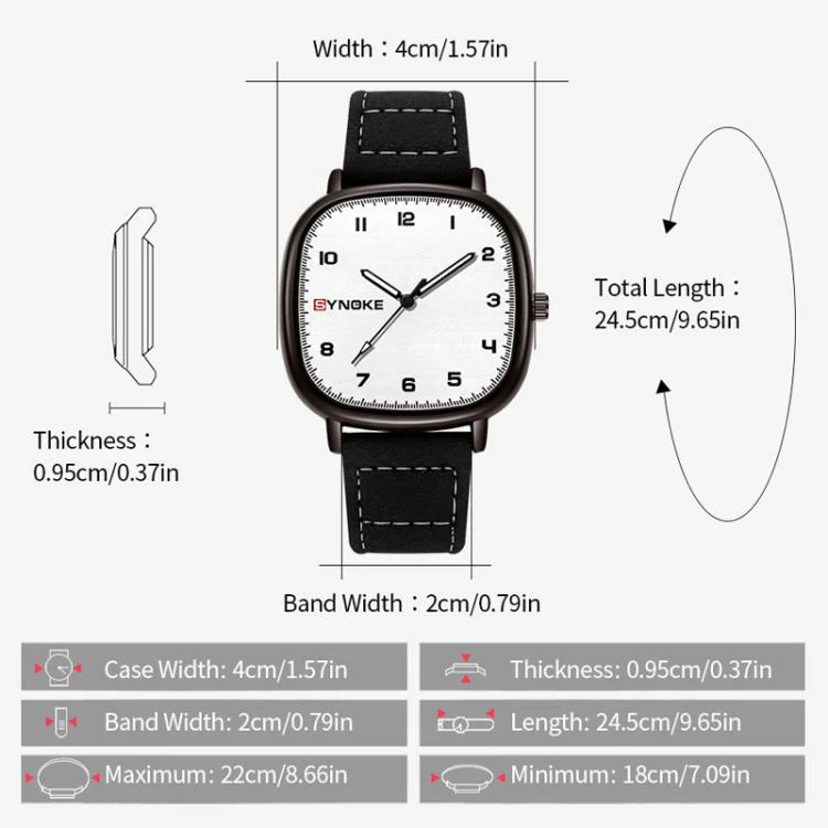 SYNOKE Men Quartz Watch Sport Retro Simple Leather Strap Quartz Watch Teenage Student Wristwatch(Coffee) - Image 3