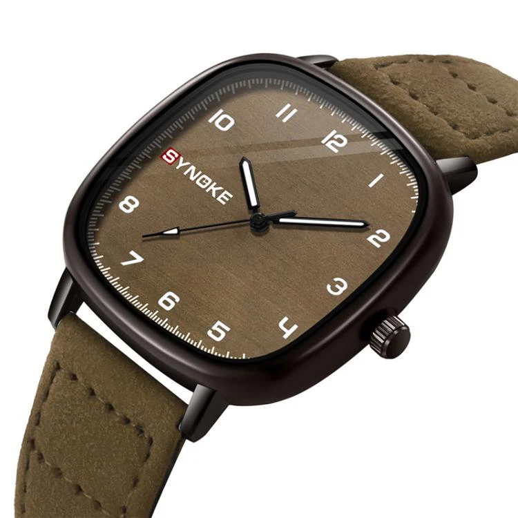 SYNOKE Men Quartz Watch Sport Retro Simple Leather Strap Quartz Watch Teenage Student Wristwatch(Coffee) - Image 4