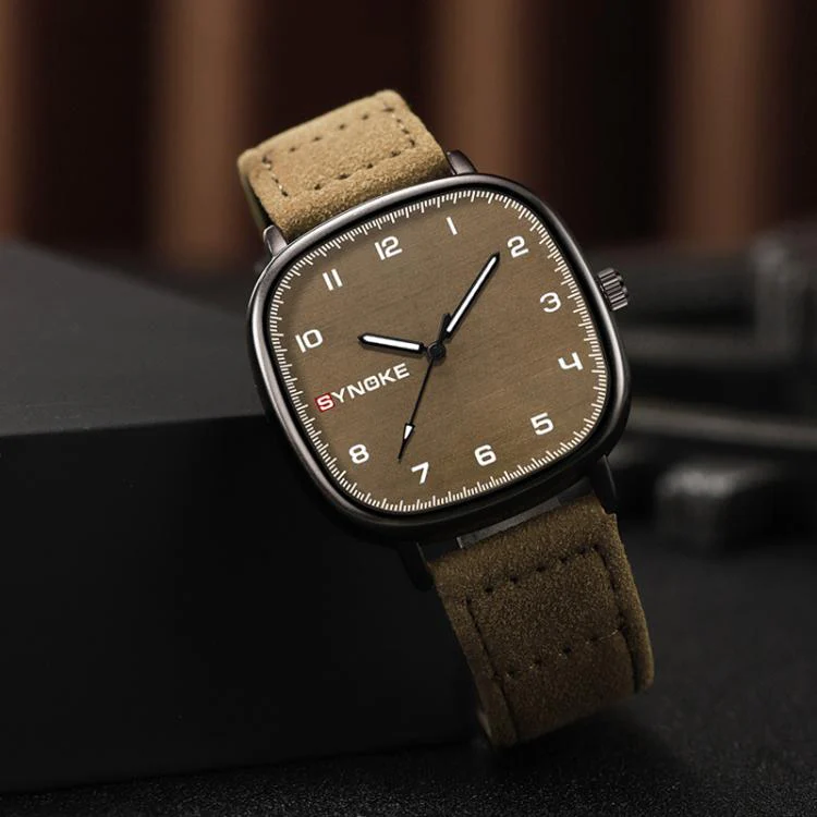 SYNOKE Men Quartz Watch Sport Retro Simple Leather Strap Quartz Watch Teenage Student Wristwatch(Coffee) - Image 7