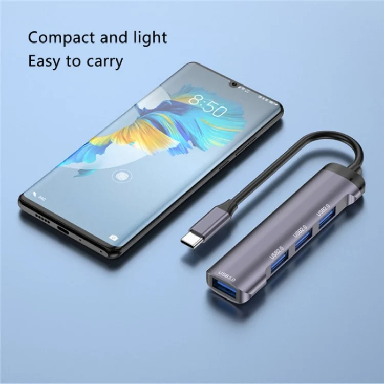 T-503 Portable 4-in-1 Type-C Docking Station USB-C to USB2.0 x 3 + USB3.0 HUB Adapter - Image 3
