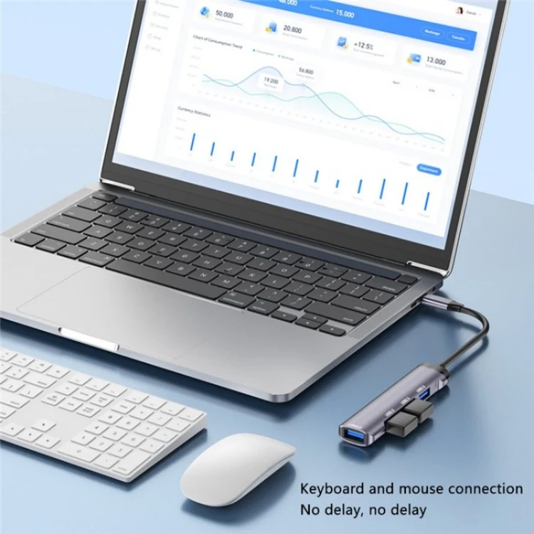 T-503 Portable 4-in-1 Type-C Docking Station USB-C to USB2.0 x 3 + USB3.0 HUB Adapter - Image 4