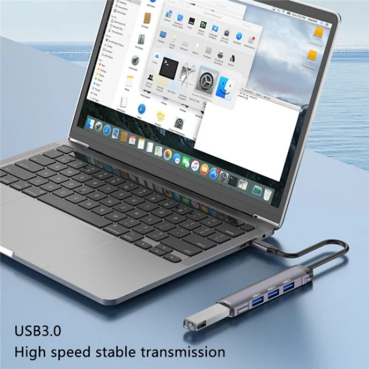 T-503 Portable 4-in-1 Type-C Docking Station USB-C to USB2.0 x 3 + USB3.0 HUB Adapter - Image 5