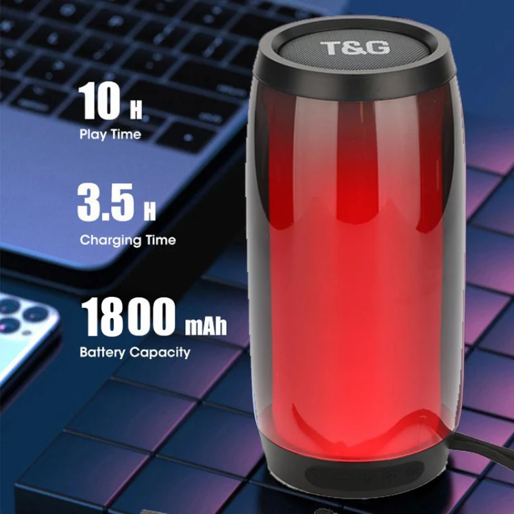 T&G TG335 1800mAh Portable Color LED Wireless Bluetooth Speaker(Black) - Image 5