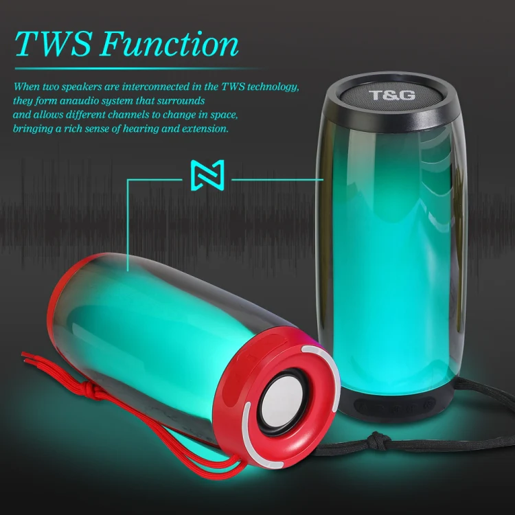 T&G TG335 1800mAh Portable Color LED Wireless Bluetooth Speaker(Black) - Image 6