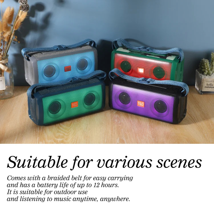 T&G TG345 Portable Outdoor Color LED Wireless Bluetooth Speaker(Blue) - Image 4