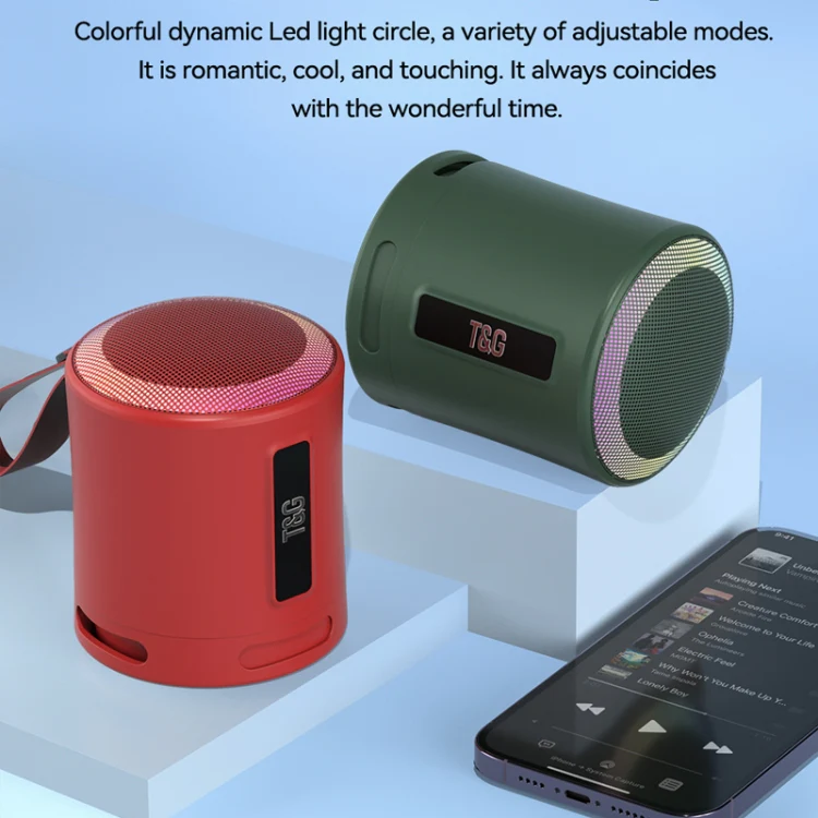 T&G TG373 Outdoor Portable LED Light RGB Multicolor Wireless Bluetooth Speaker Subwoofer(Grey) - Image 3