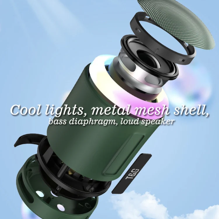 T&G TG373 Outdoor Portable LED Light RGB Multicolor Wireless Bluetooth Speaker Subwoofer(Grey) - Image 7
