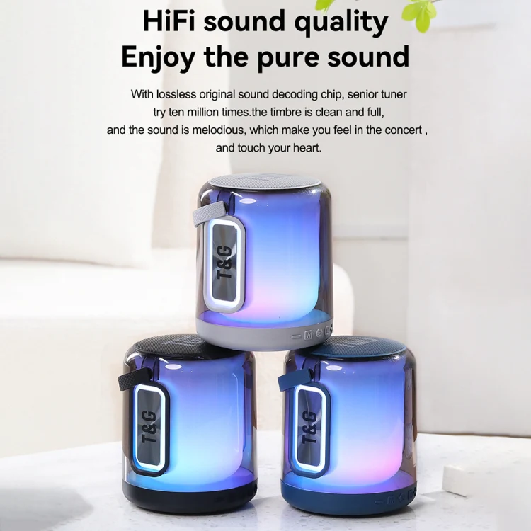 T&G TG376 360 Degree Full Screen LED Light RGB Multicolor Wireless Bluetooth Speaker Subwoofer(Black) - Image 5