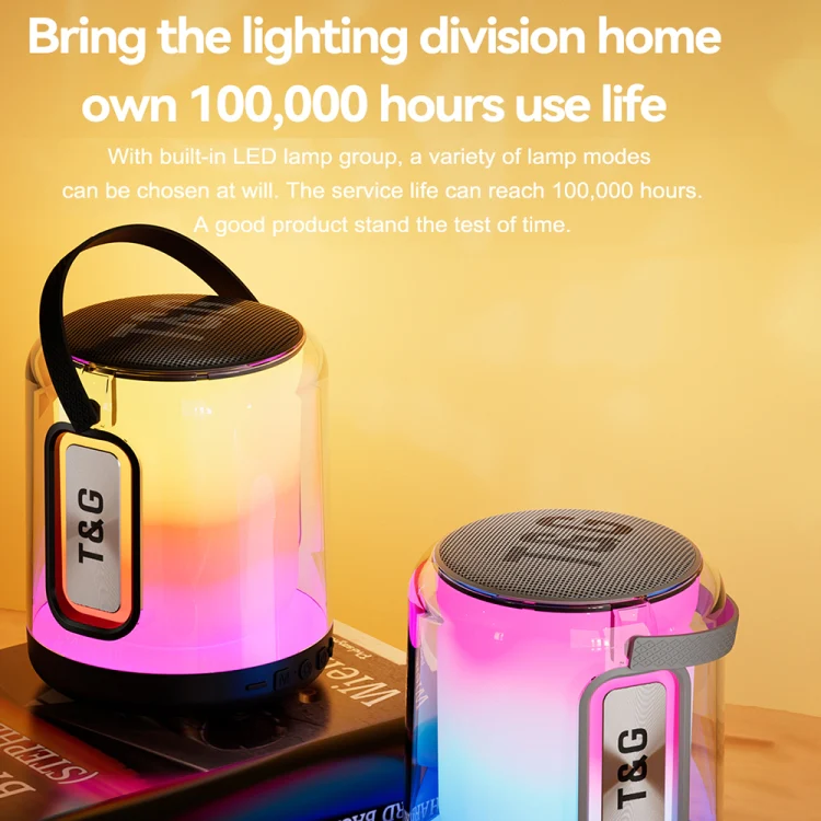 T&G TG376 360 Degree Full Screen LED Light RGB Multicolor Wireless Bluetooth Speaker Subwoofer(Grey) - Image 3