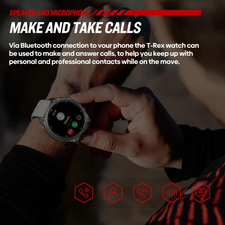 T-Rex 1.43 inch AMOLED Display Rugged Smart Watch with Built-in Flashlight(Black) - Image 10