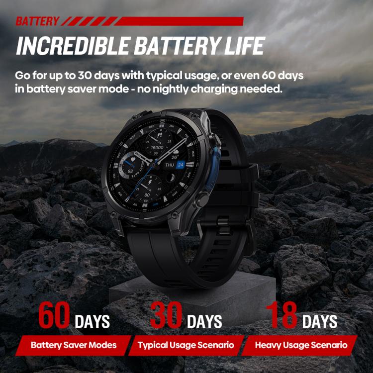 T-Rex 1.43 inch AMOLED Display Rugged Smart Watch with Built-in Flashlight(Black) - Image 11