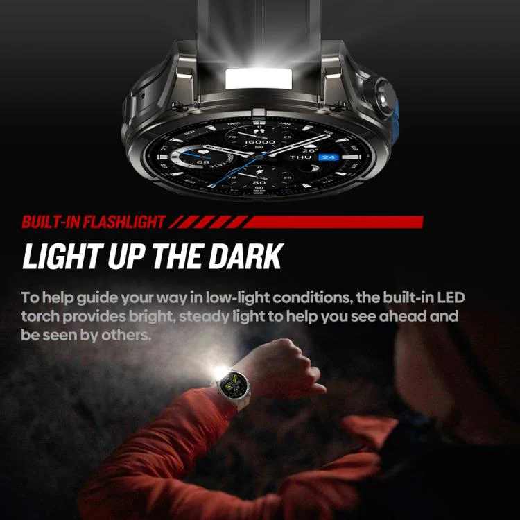 T-Rex 1.43 inch AMOLED Display Rugged Smart Watch with Built-in Flashlight(Black) - Image 6