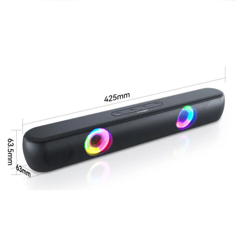 T-WOLF B320 TWS RGB Bluetooth 5.0 Speaker Desktop Soundbar Subwoofer Support USB / AUX / TF / FM(Black) - Image 9