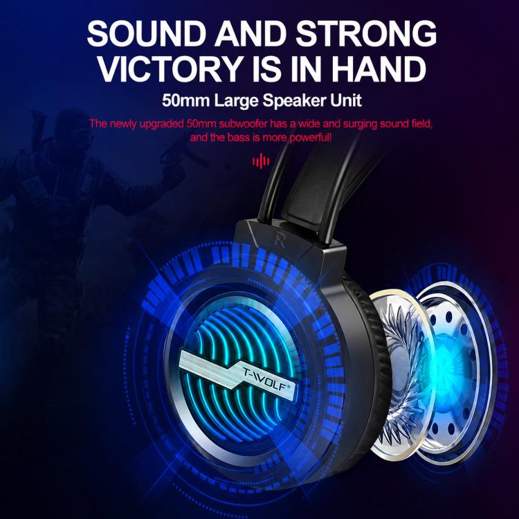 T-WOLF H130 Dual 3.5mm and USB Gaming Headset with Microphone RGB Luminous Wired PC Headphones(Black) - Image 4
