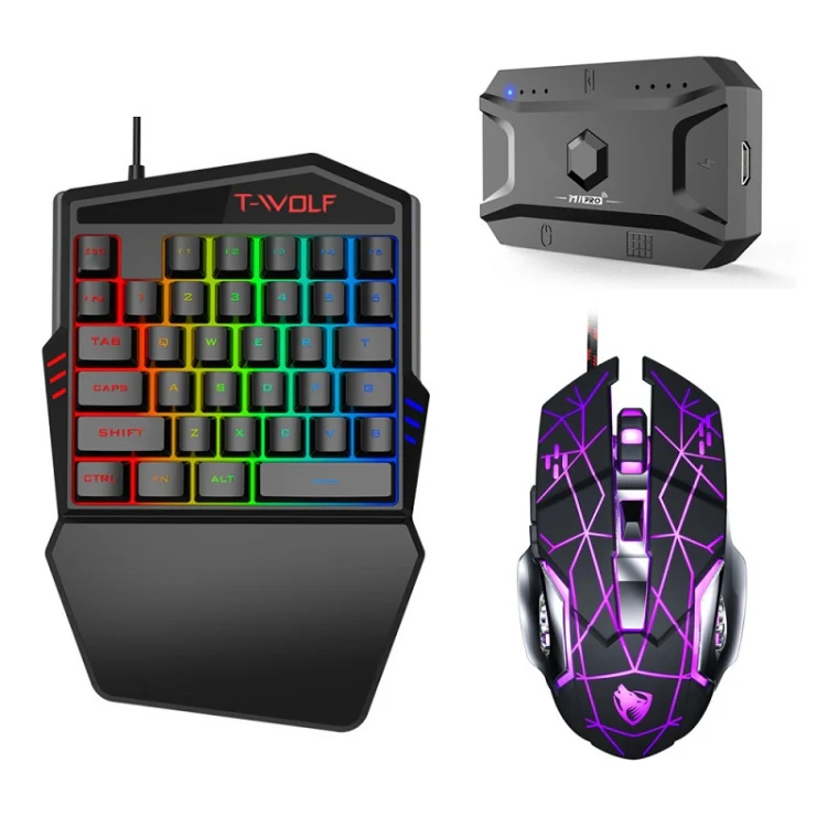 T-WOLF Mobile Gaming One-Handed Keyboard，Specification： Keyboard + Mouse + Throne