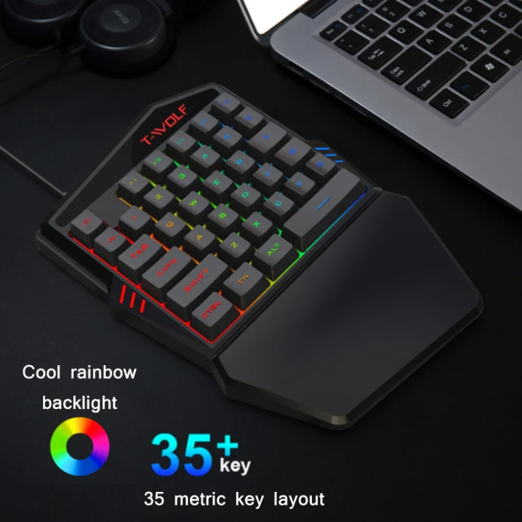 T-WOLF Mobile Gaming One-Handed Keyboard，Specification： Keyboard + Mouse + Throne - Image 5