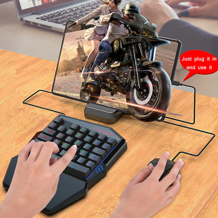 T-WOLF Mobile Gaming One-Handed Keyboard，Specification： Keyboard + Mouse + Throne - Image 6