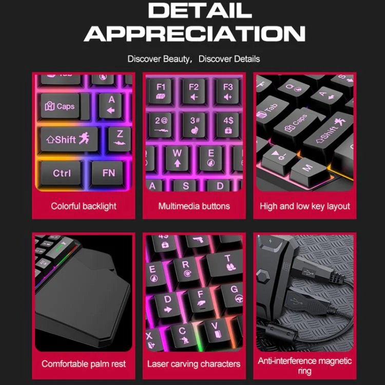 T-WOLF Mobile Gaming One-Handed Keyboard，Specification： T19 Keyboard - Image 6