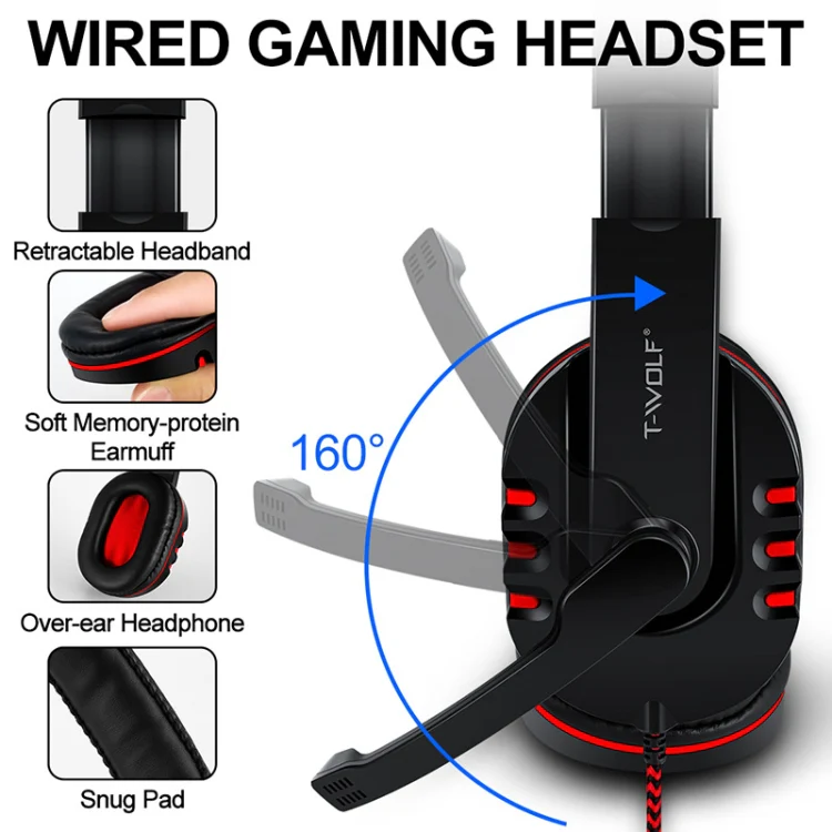 T-WOLF TF-800 4 in 1 Gaming Luminous Keyboard Mouse Headset Set(English Version) - Image 3