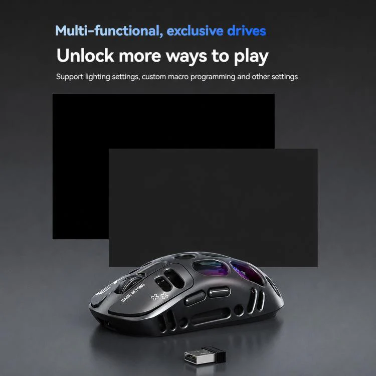 T-WOLF X3 Tri-Mode Wireless Gaming Mouse Ultra-Lightweight Hollow-Out Honeycomb Shell 8000 DPI(Silver) - Image 9