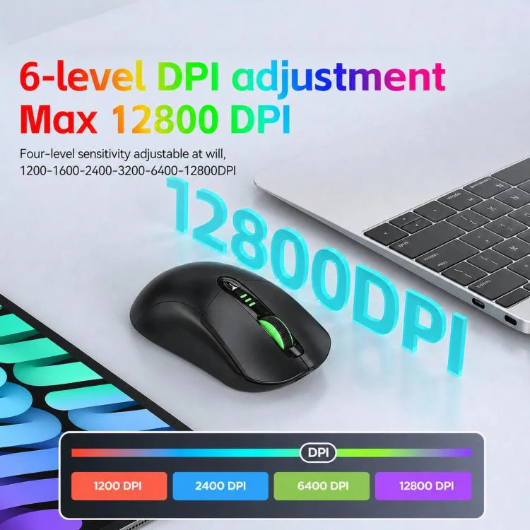 T-WOLF X5 Tri-Mode Wireless Gaming Mouse 12800 DPI Adjustable Rechargeable Gamer Mouse With RGB Backlit(Black Orange) - Image 5