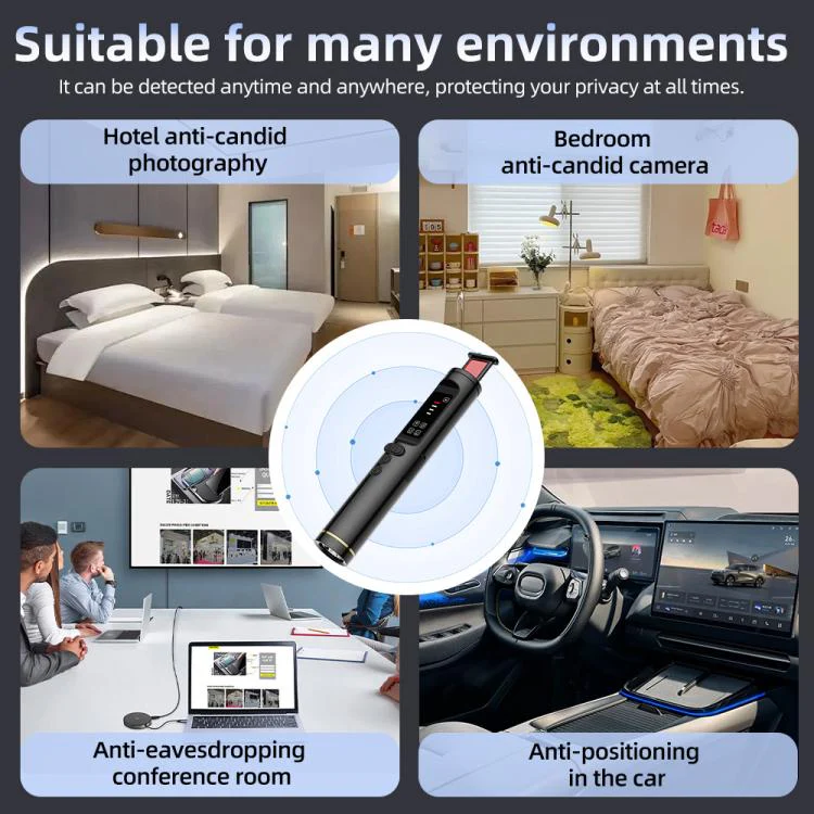 T015 Hidden Camera Detector Anti-Camera Bug Finder RF GPS Tracker Detector Signal Scanner(Black) - Image 2