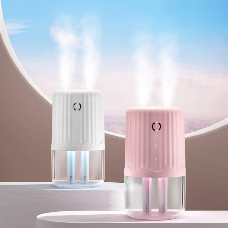 T06 Large-Capacity Atmosphere Night Light Household Dual Spray Air Humidifier, Color: Pink Battery - Image 2