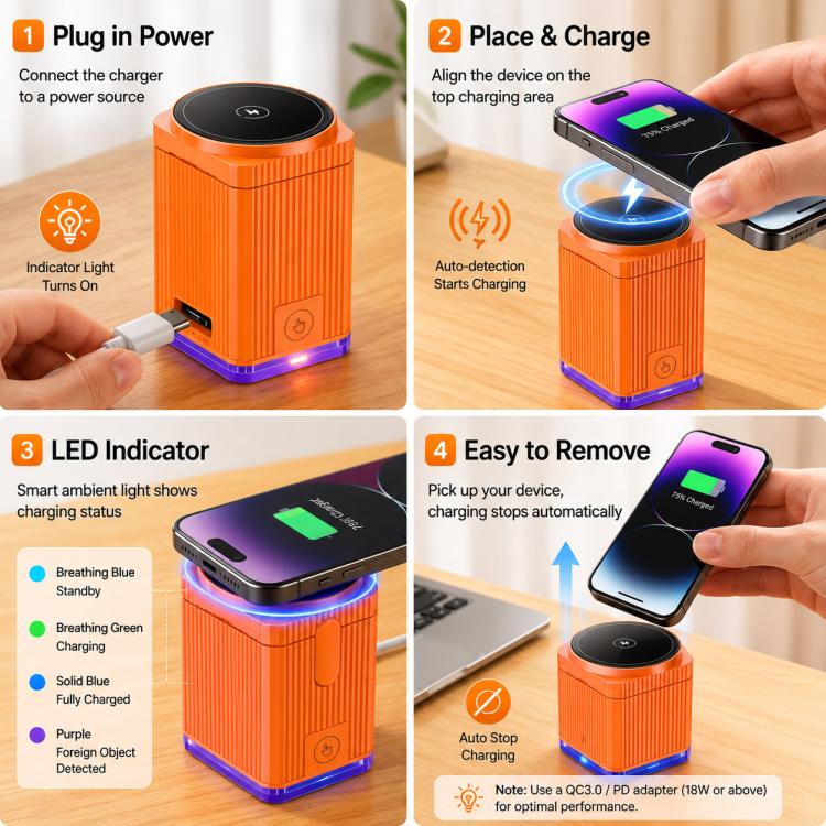 T10 15W Multifunctional Magnetic Wireless Charger Desktop Phone Stand(Yellow) - Image 10