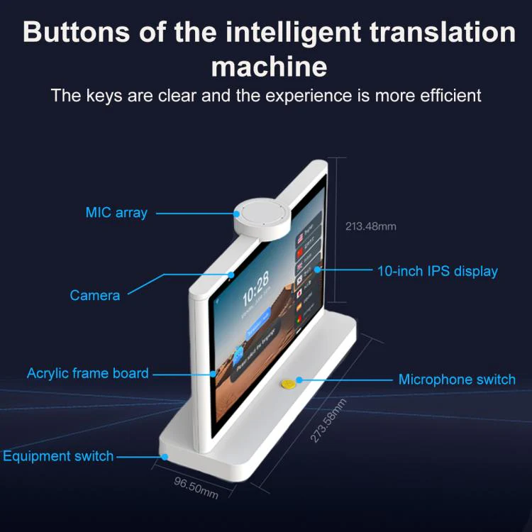 T10 Desktop 10-inch Dual-Screen AI Smart Translator(White) - Image 5