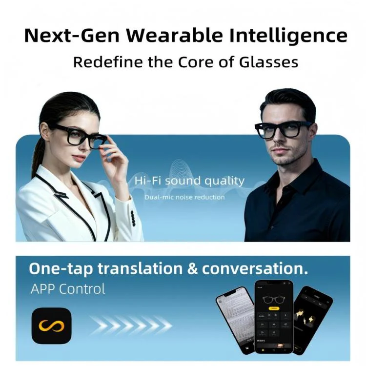 T100 8MP AI Smart Glasses, Support Bluetooth Call / AI Recording / Music Control(Black) - Image 3