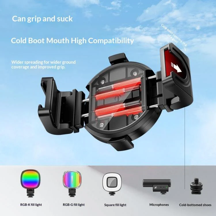 T13Y-C Bluetooth Remote Magnetic Phone Holder Auto Pop-Up Tripod Extendable Selfie Stick(Black) - Image 7