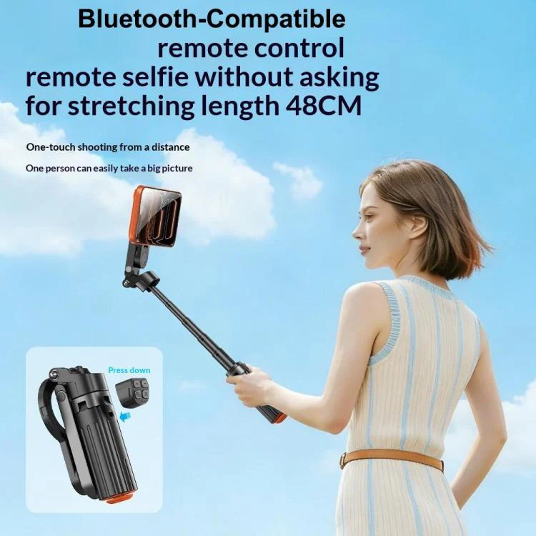 T13Y-C Bluetooth Remote Magnetic Phone Holder Auto Pop-Up Tripod Extendable Selfie Stick(White) - Image 8