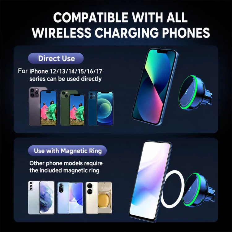 T14 Magnetic Cooling Wireless Fast Charger Car Air Outlet Holder(T14 Air-Cooled Qi 2.2 Certification) - Image 13
