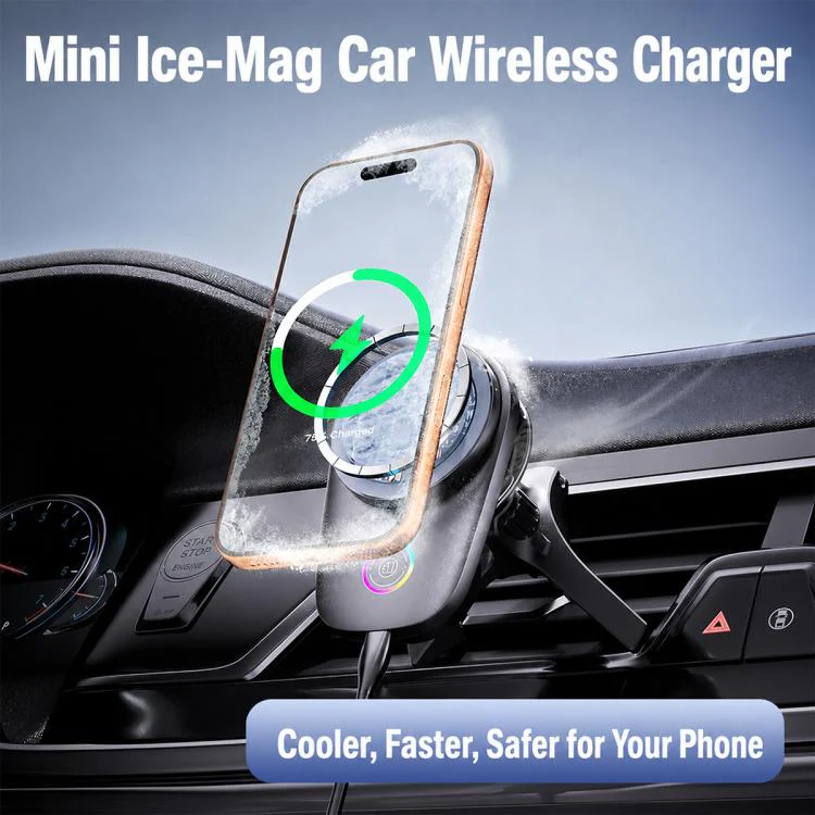 T16 Rotating Magnetic Wireless Charging Car Air Vent Phone Holder(Black) - Image 2